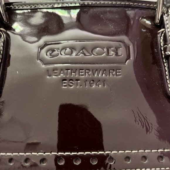 COACH Gallery Burgundy Patent Leather Wingtip Tote Purse G0773 - F11519 - Picture 4 of 8